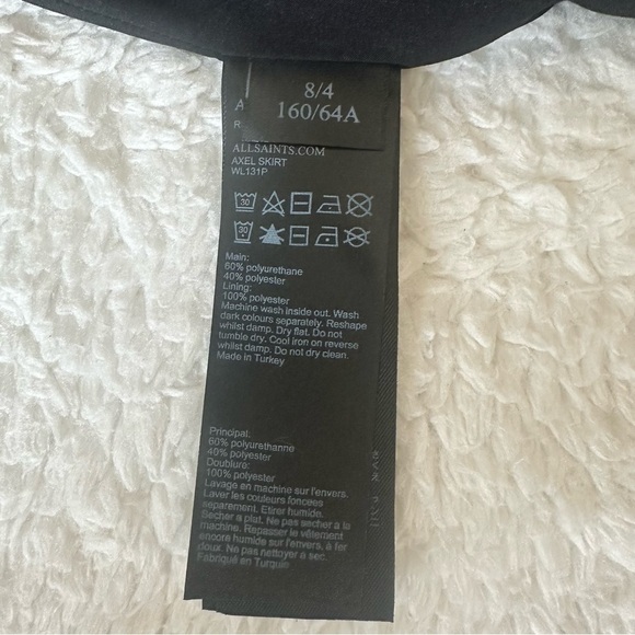 All Saints Axel Faux Leather Zip Front Skirt Black Classic Edge Size 8 - Picture 8 of 12